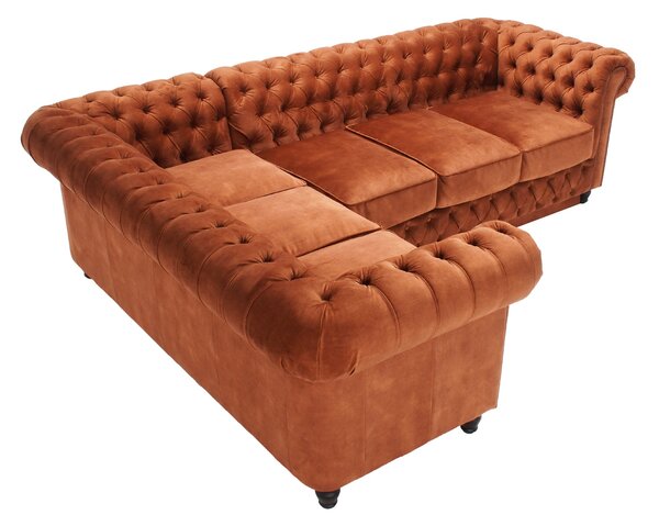 Canapea extensibilă din catifea Chesterfield Fleming 205 cm Truffle T13
