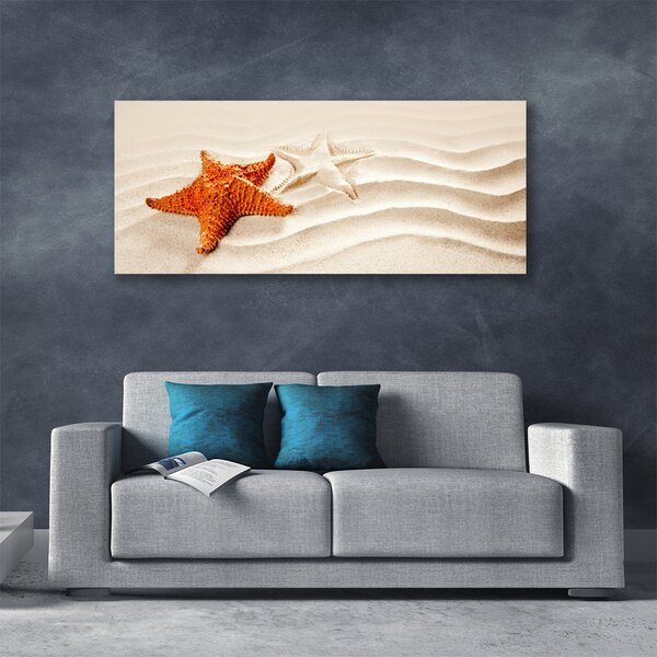 Tablou pe panza canvas Starfish Sand Art Orange Alb Brun
