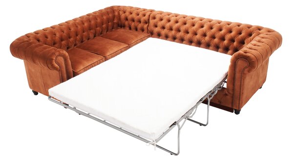 Canapea extensibilă din catifea Chesterfield Fleming 205 cm Truffle T13