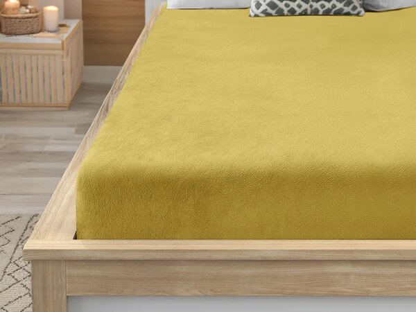 Cearsaf Cocolino microplus cu elastic SOFT 90x200 cm mustar