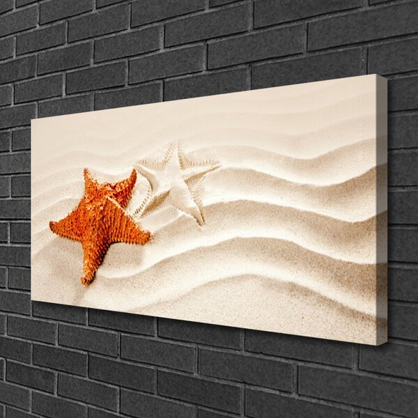 Tablou pe panza canvas Starfish Sand Art Orange Alb Brun