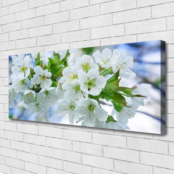 Tablou pe panza canvas Petale Floral Verde Alb