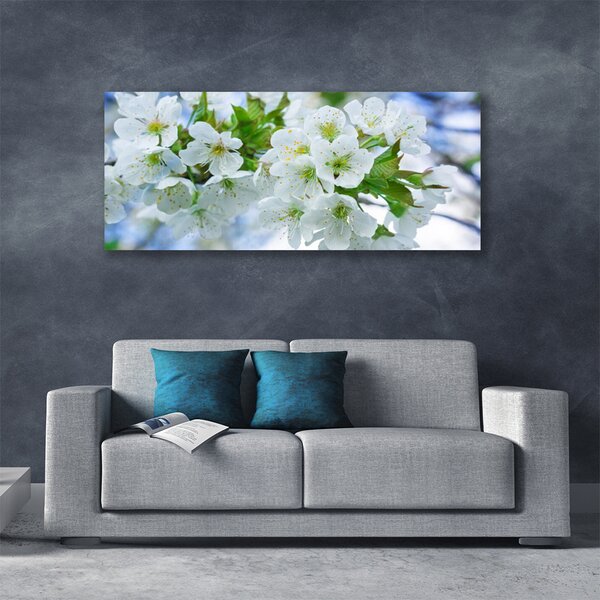 Tablou pe panza canvas Petale Floral Verde Alb