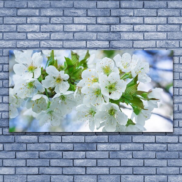 Tablou pe panza canvas Petale Floral Verde Alb
