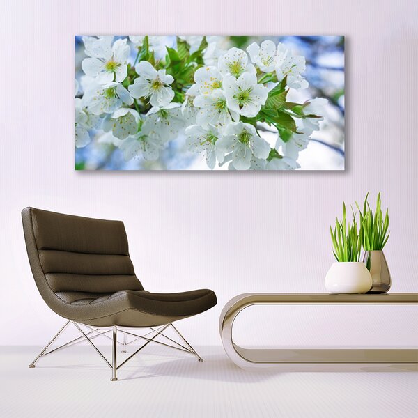 Tablou pe panza canvas Petale Floral Verde Alb