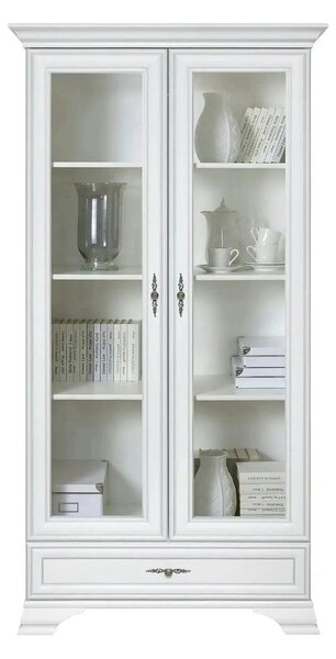 Dulap cu usi sticla IDENTO, alb, PAL/sticla, 100x44x210 cm