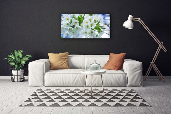 Tablou pe panza canvas Petale Floral Verde Alb