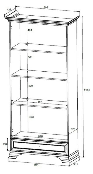Dulap cu usi sticla IDENTO, alb, PAL/sticla, 100x44x210 cm