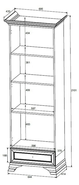 Dulap alb living IDENTO, PAL, cu o usa si un sertar, 70x43x210 cm