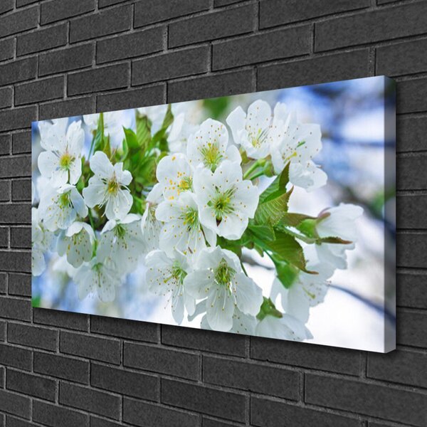 Tablou pe panza canvas Petale Floral Verde Alb