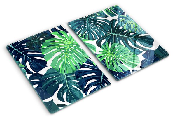 Tocător de bucătărie Frunze de Monstera pe un fundal tropical