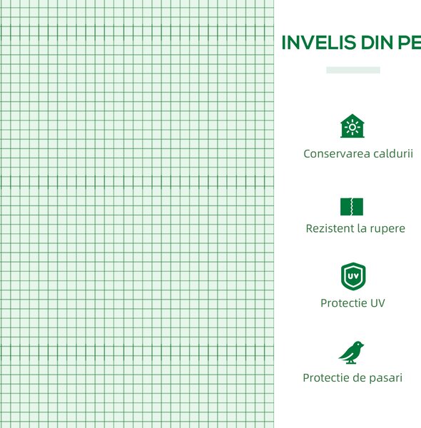 Outsunny Seră de Grădină Tip Cabană cu Acoperiș din PE, Seră pentru Grădină cu Țăruși și Margini Extinse, 120x60x60 cm, Verde | Aosom Romania