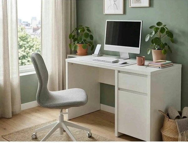 Birou KASPIAN, alb mat, PAL infoliat, 120x65x77 cm