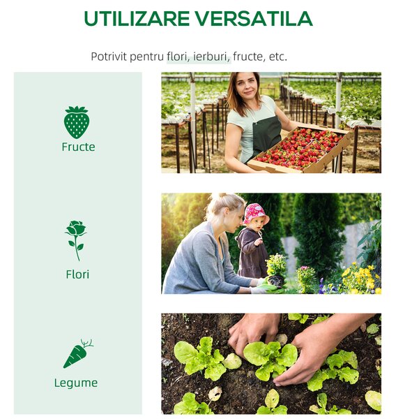 Outsunny Seră de Grădină Tip Cabană cu Acoperiș din PE, Seră pentru Grădină cu Țăruși și Margini Extinse, 120x60x60 cm, Verde | Aosom Romania