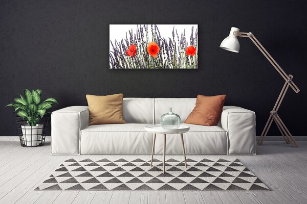Tablou pe panza canvas Flori Floral Violet Roșu Verde
