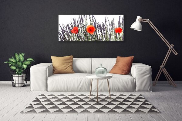 Tablou pe panza canvas Flori Floral Violet Roșu Verde