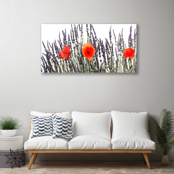 Tablou pe panza canvas Flori Floral Violet Roșu Verde