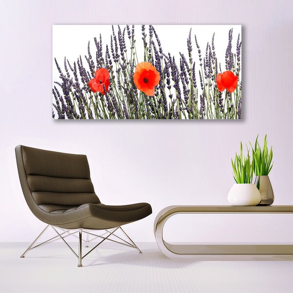 Tablouri acrilice Flori Floral Violet Roșu Verde