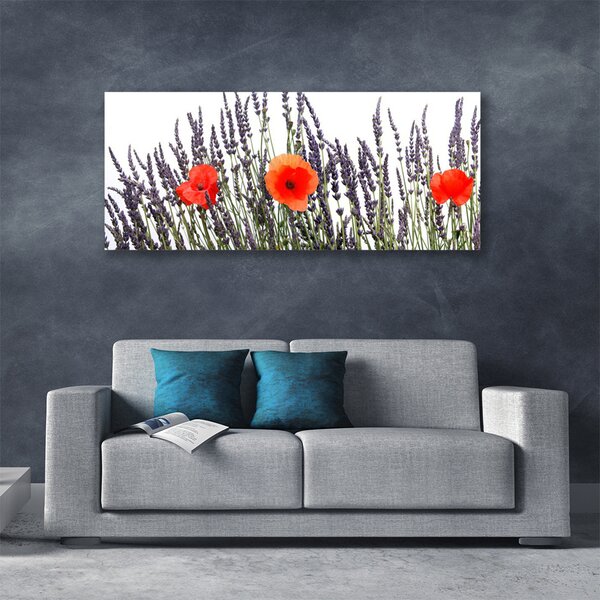 Tablou pe panza canvas Flori Floral Violet Roșu Verde