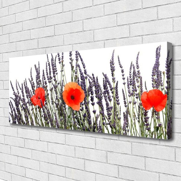 Tablou pe panza canvas Flori Floral Violet Roșu Verde