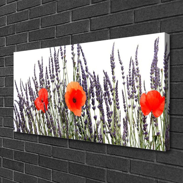 Tablou pe panza canvas Flori Floral Violet Roșu Verde