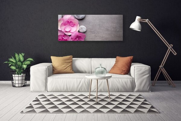 Tablou pe panza canvas Pietrele florale flori roz gri