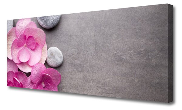 Tablou pe panza canvas Pietrele florale flori roz gri