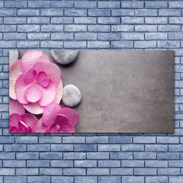 Tablou pe panza canvas Pietrele florale flori roz gri