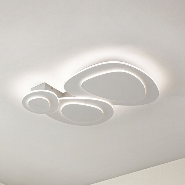 Lindby Plafonieră LED Delar, 60 x cm, CCT, dimabil, reglabil, Alb, Camera de zi / sufragerie, Plastic, Modern