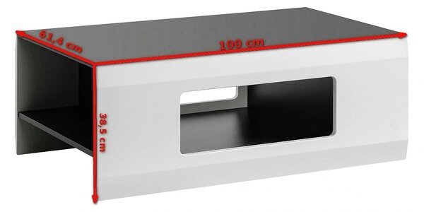Masuta cafea CLIFF, gri grafit/alb, PAL, 100x61x38 cm