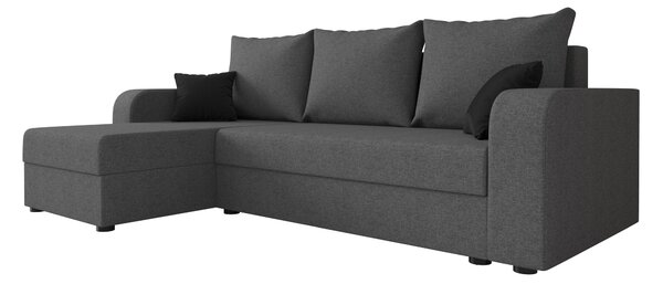 Coltar extensibil de colt VALERIO, gri inchis, reversibil, 238x140 cm + 2 perne GRATUIT