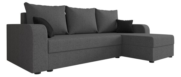 Coltar extensibil de colt VALERIO, gri inchis, reversibil, 238x140 cm + 2 perne GRATUIT
