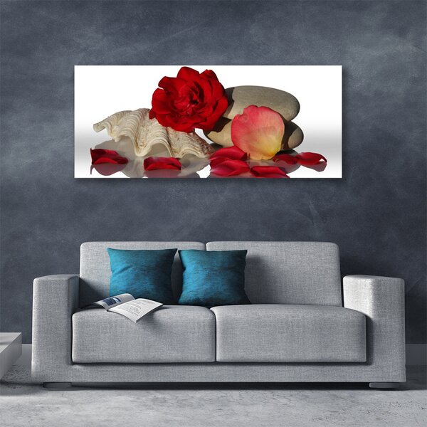 Tablou pe panza canvas Rose Conch pietre Art Roșu Alb Gri