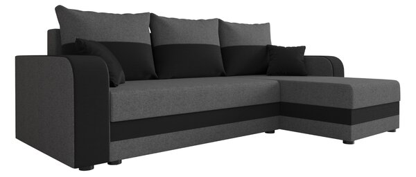 Coltar extensibil de colt VALERIO, gri inchis/antracit, reversibil, 238x140 cm + 2 perne GRATUIT