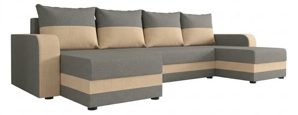 Coltar extensibil in forma de U VALERIO, gri deschis/bej, 305x140 cm