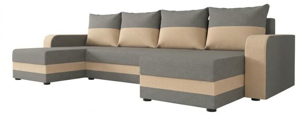 Coltar extensibil in forma de U VALERIO, gri deschis/bej, 305x140 cm