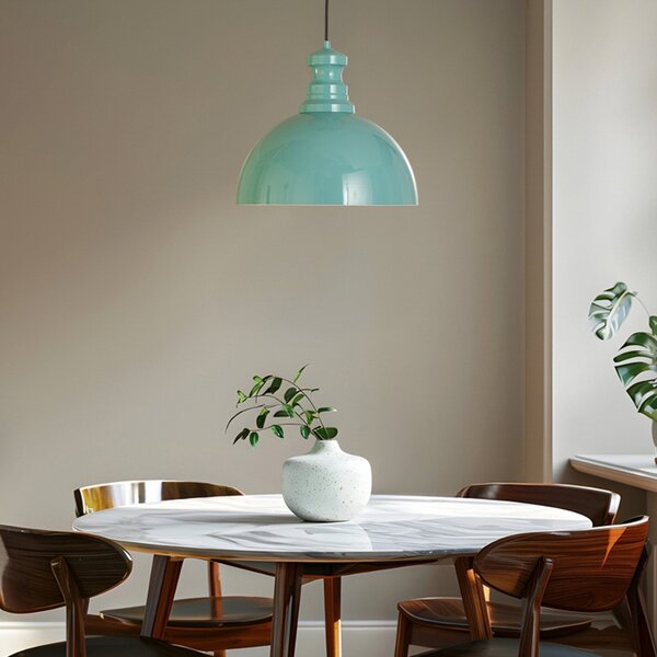 Opviq Lampă suspendată Kure, turcoaz, metal, Ø 40 cm E27, reglabil, Albastru, Bucătărie, Metal, Modern