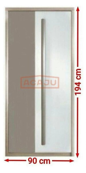 Dulap ROMA 1, stejar/alb lucios/gri mat, PAL laminat/insertii PVC, cu