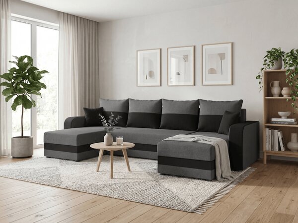 Coltar extensibil in forma de U VALERIO, gri inchis/antracit, 305x140 cm