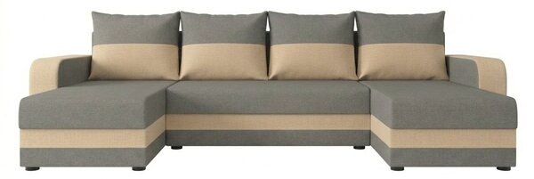 Coltar extensibil in forma de U VALERIO, gri deschis/bej, 305x140 cm