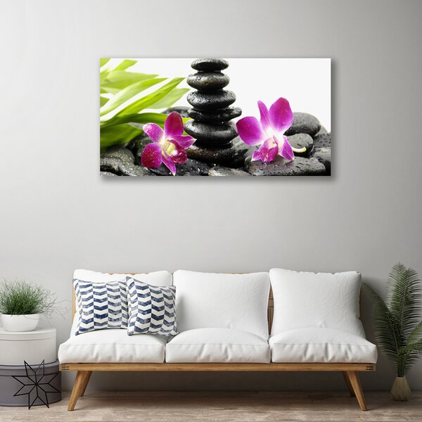 Tablou pe panza canvas Pietrele de flori Art Rosu Negru