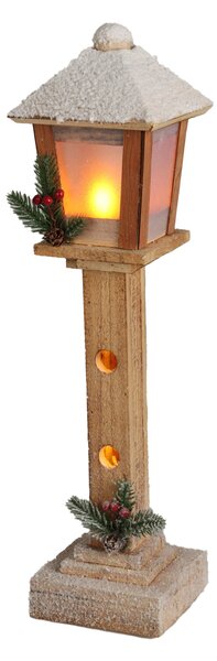 Lanterna decorativă de Crăciun din lemn cu LED, 52 cm
