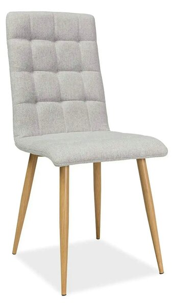 Scaun tapitat Otto, gri/stejar, stofa clasica/metal, 39X44X94 cm