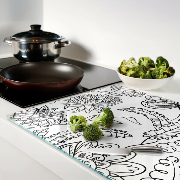 Tocător de bucătărie Model floral de doodle