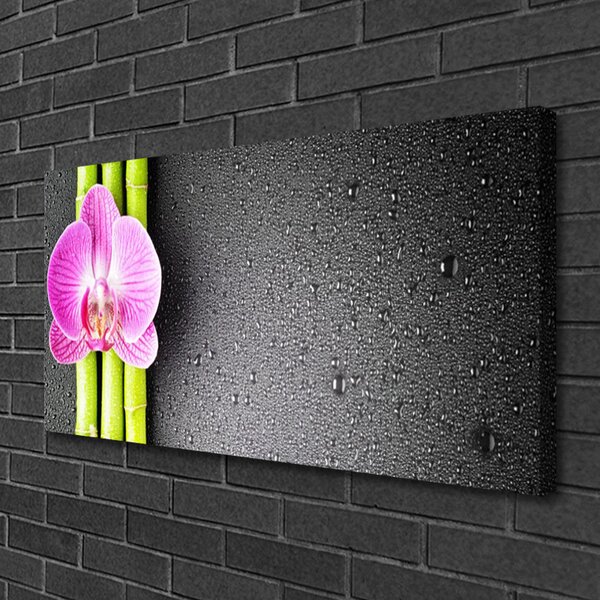 Tablou pe panza canvas Bamboo Tube floare verde florale roz