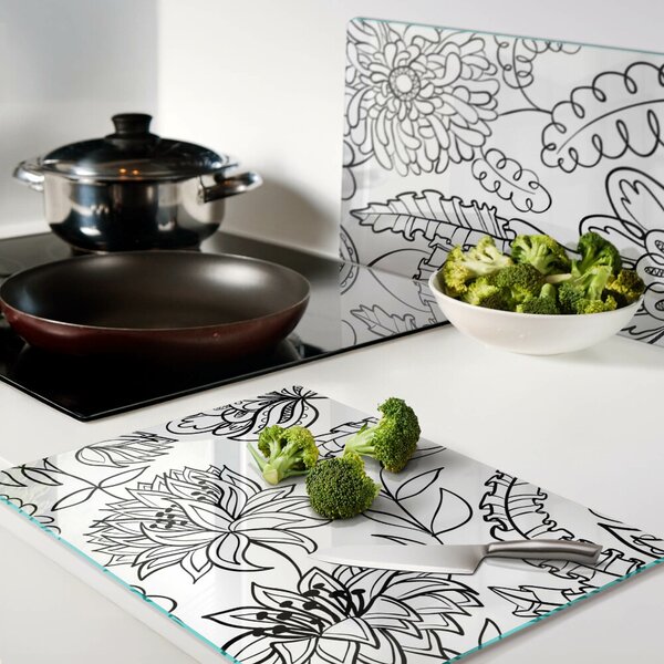 Tocător de bucătărie Model floral de doodle