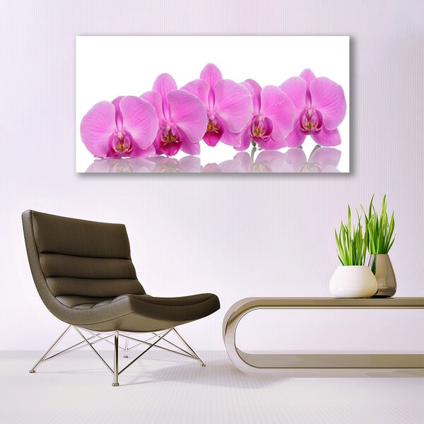 Tablou pe sticla Flori roz Floral