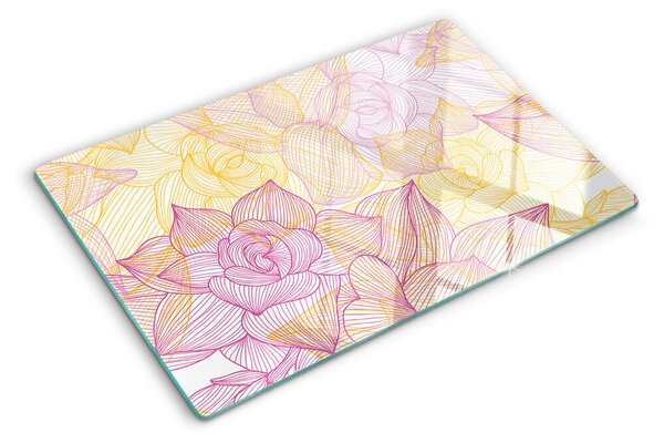 Tocător sticlă Model floral în culori pastelate