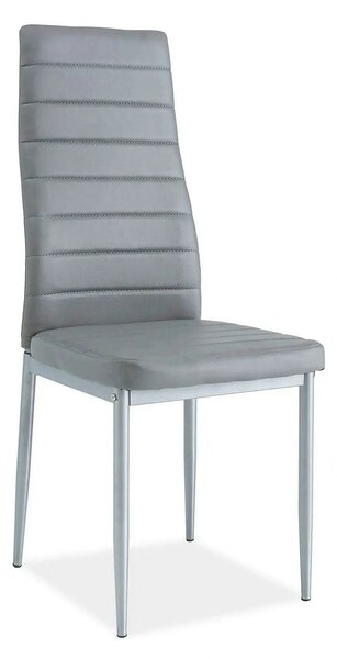 Scaun tapitat H261, gri/aluminiu, piele ecologica/metal, 40X38X96 cm