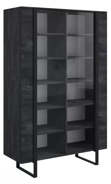 Vitrină Verica 120 cm - cărbune / picioare negre